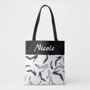 Black and White High Heels Tote Bag
