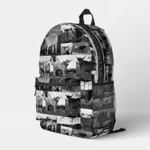 Black And White Highland Cow Photography, Printed Backpack