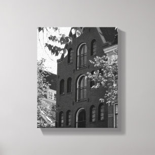 Black and white historical building in Amsterdam Canvas Print