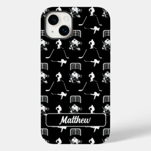 Black and White Hockey Modern Seamless Pattern Case-Mate iPhone 14 Plus Case