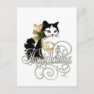 Black and White Holiday Cat Postcard