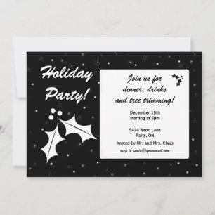 Black and White Holiday Party Invitation