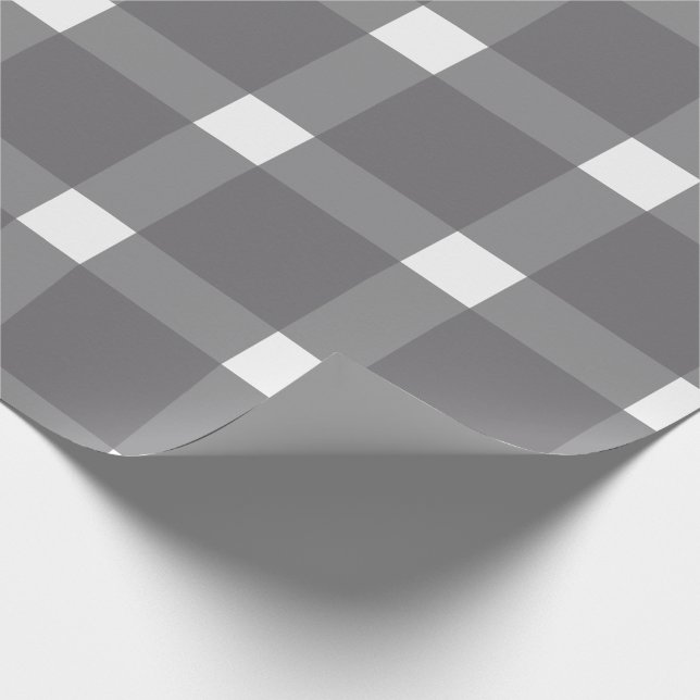 Black and White Holiday Plaid Christmas Wrapping Paper (Corner)