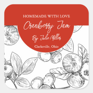 Black and White Homemade Cranberry Jam Label