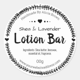 Black And White Homemade Lotion Bar Labels