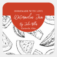 Black and White Homemade Watermelon Jam Label
