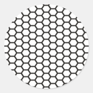 Black and White Honeycomb Diamond Pattern Classic Round Sticker