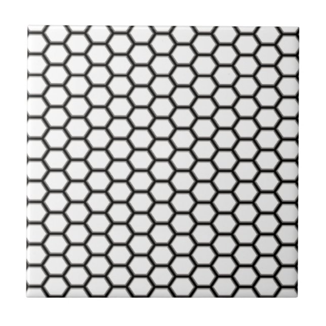 Black and White Honeycomb Diamond Pattern Tile (Front)