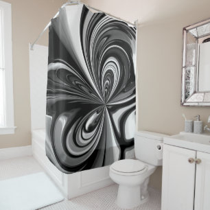 Black and White Horizon Shower Curtain