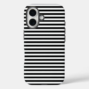 Black And White Horizontal Stripes iPhone 16 Case