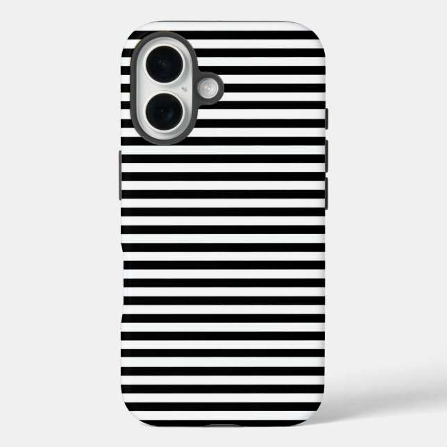 Black And White Horizontal Stripes Case-Mate iPhone Case (Back)