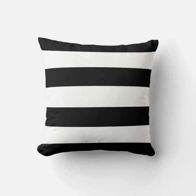 Black and White Horizontal Stripes Cushion (Front)