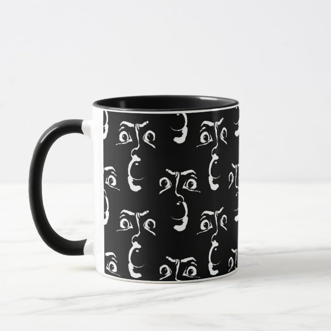 black and white horror face mug (Left)