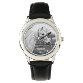 Black and White Horse Girls Watch