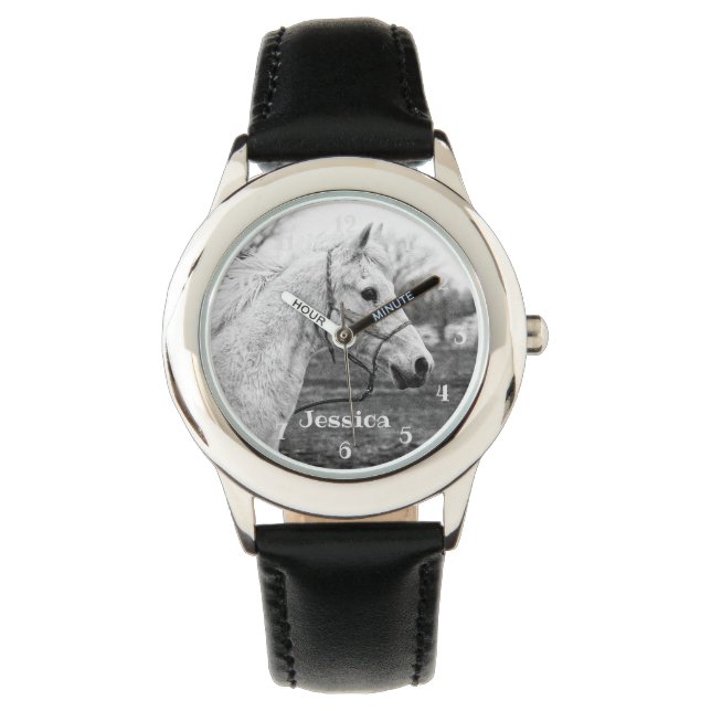 Black and White Horse Girls Watch (Front)