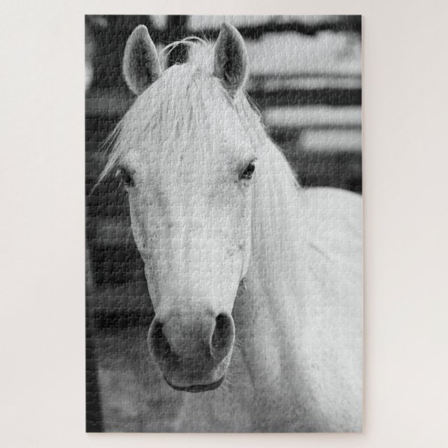 Black and White Horse Photography Jigsaw Puzzle (Vertical)
