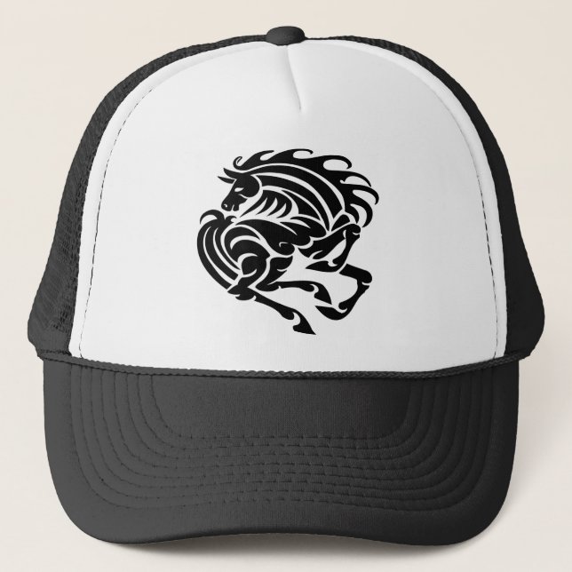 Black and white horse trucker hat (Front)