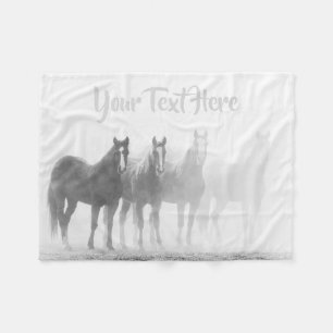 Black and White Horses Fleece Blanket