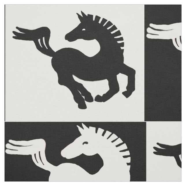 Black and white horses pattern fabric (Swatch)