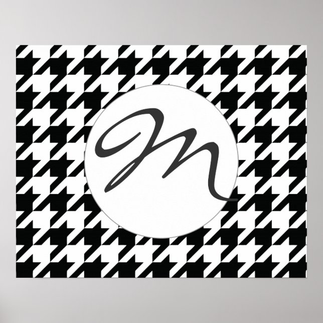 Black and White Houdstooth Pattern Poster (Front)