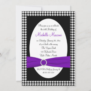 Black and White Houndstooth 30th Birthday Invite