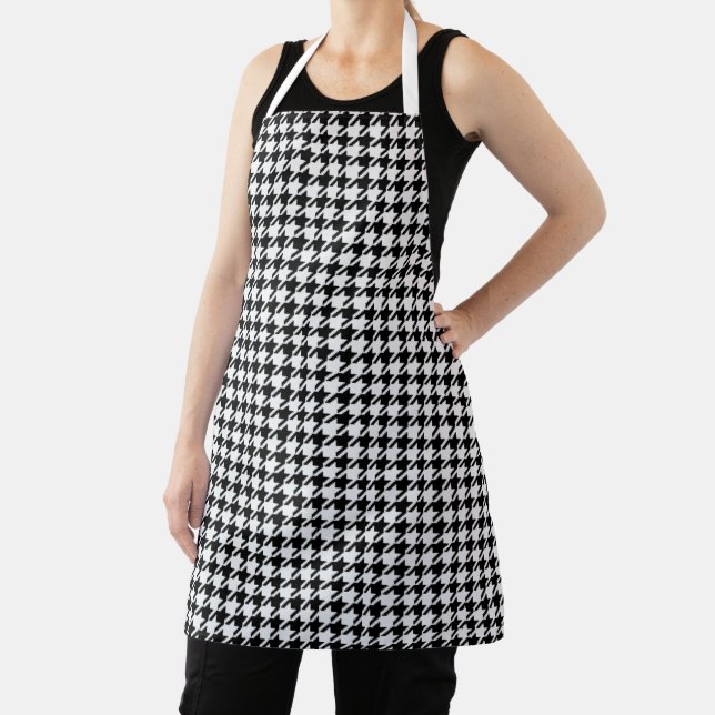 Black and White Houndstooth by Shirley Taylor Apron (Insitu)