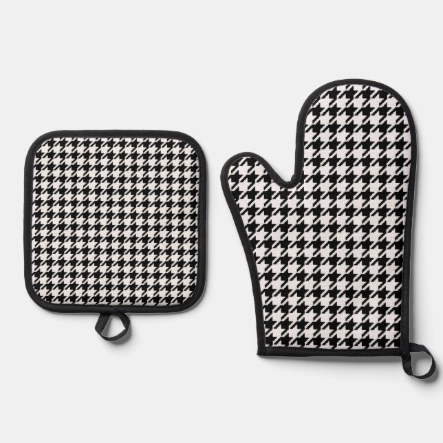 Black and White Houndstooth by Shirley Taylor Oven Mitt & Pot Holder Set (Front)