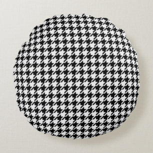 Black and White Houndstooth by Shirley Taylor Round Cushion