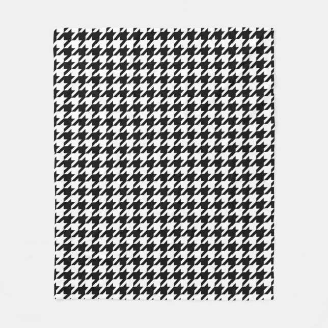 Black and White Houndstooth Check Fleece Blanket (Front)