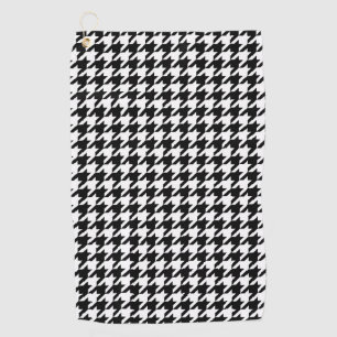 Black and White Houndstooth Check Golf Towel