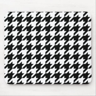 Black and White Houndstooth Check Mouse Mat