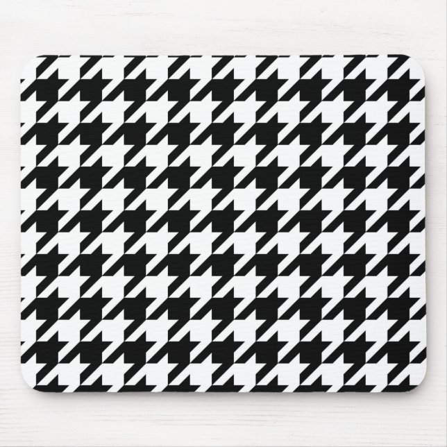 Black and White Houndstooth Check Mouse Mat (Front)