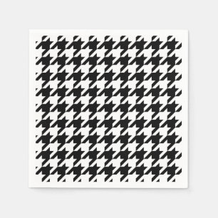 Black and White Houndstooth Check Napkin