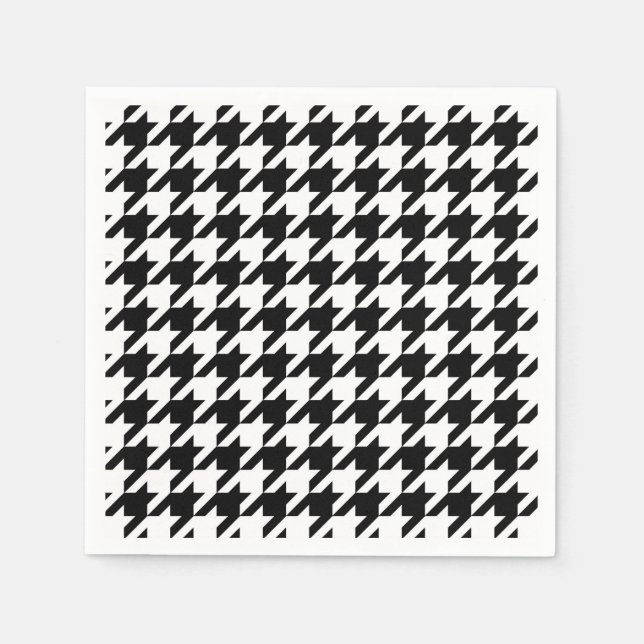 Black and White Houndstooth Check Napkin (Front)