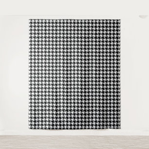 Black and White Houndstooth Check Tapestry