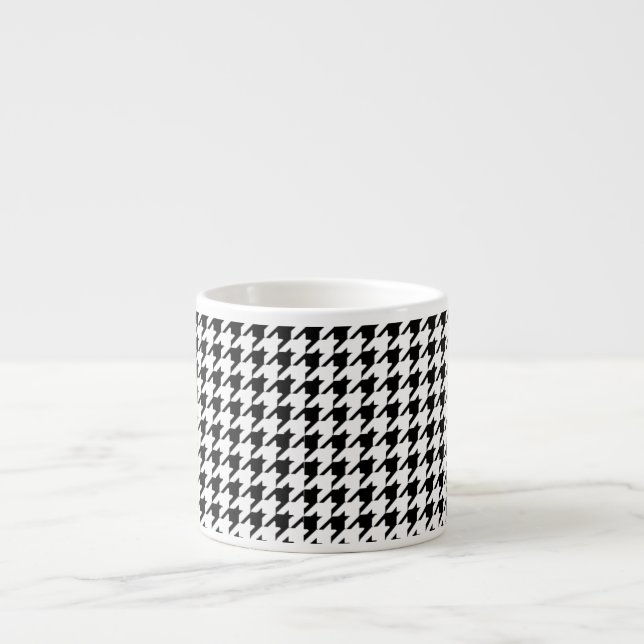 Black and White Houndstooth Espresso Cup (Front)