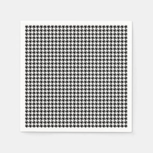Black and White Houndstooth Holiday Paper Napkins
