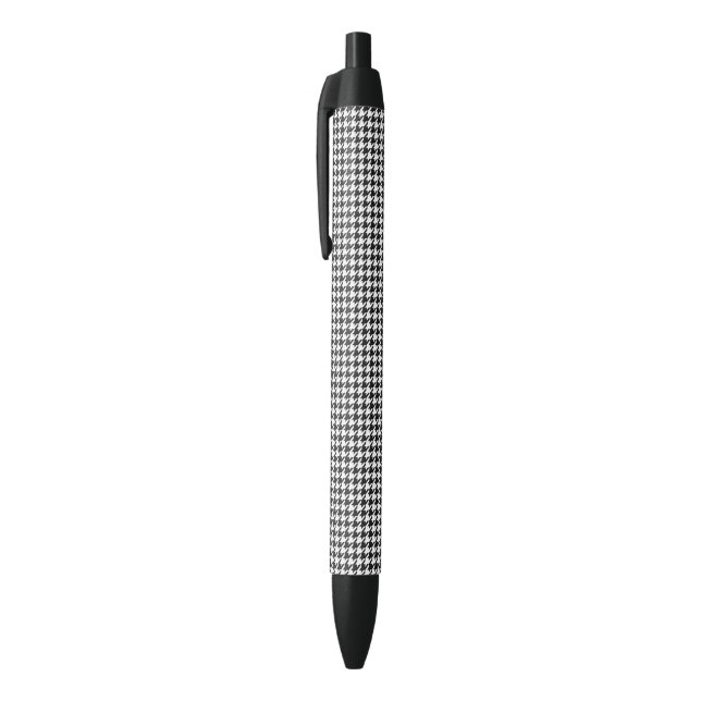 Black and White Houndstooth Pattern Black Ink Pen (Top (Vertical))