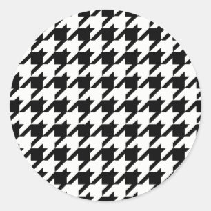 Black and White Houndstooth Pattern Classic Round Sticker