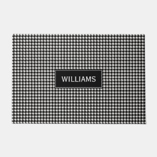 Black and White Houndstooth Pattern Doormat