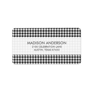 Black and White Houndstooth Pattern Label