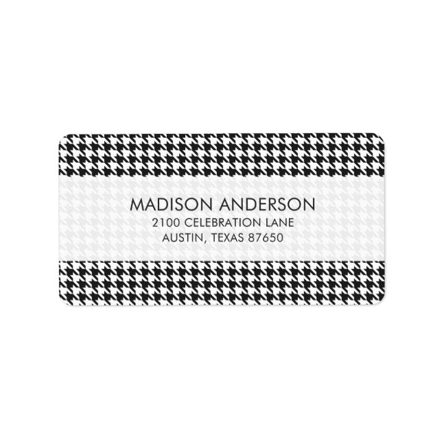Black and White Houndstooth Pattern Label (Front)