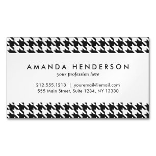 Black and White Houndstooth Pattern Magnetic Business Card