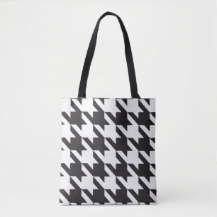 Black and White Houndstooth Pattern Tote Bag