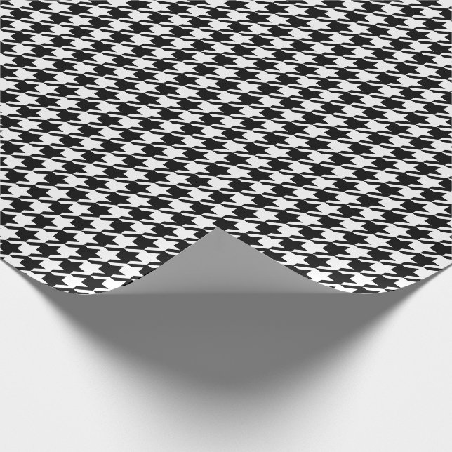Black and White Houndstooth Pattern Wrapping Paper (Corner)