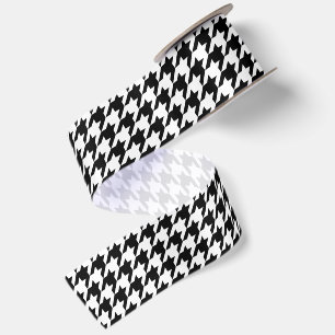 Black and White Houndstooth Satin Ribbon