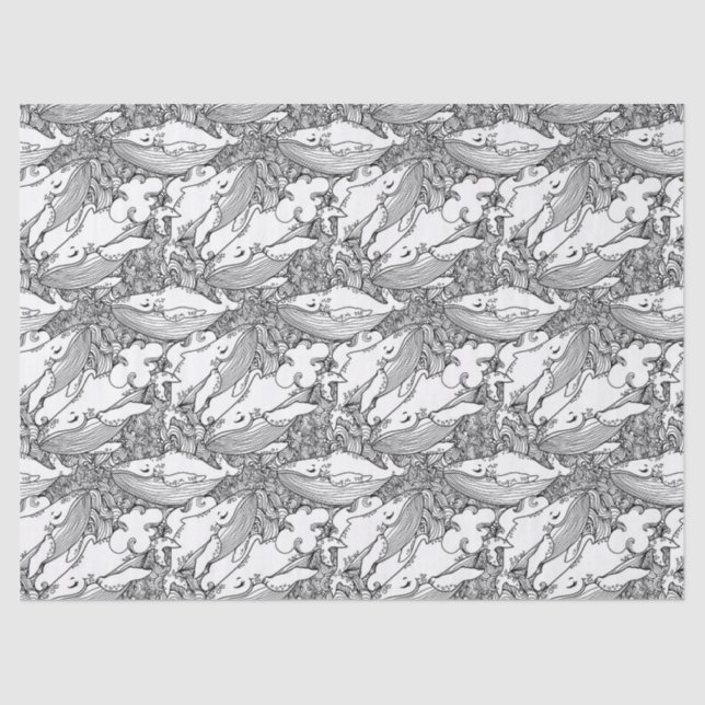 Black And White Humpback Whale Tissue Paper (Front)