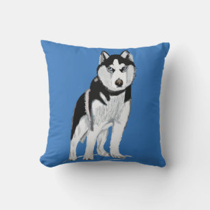 Black and White Husky Dog Cushion