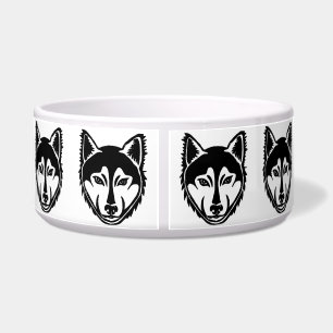 Black and White Husky Portrait Lino Cut Pattern