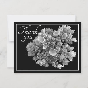 Black and White Hydrangea Bouquet Thank You Postcard